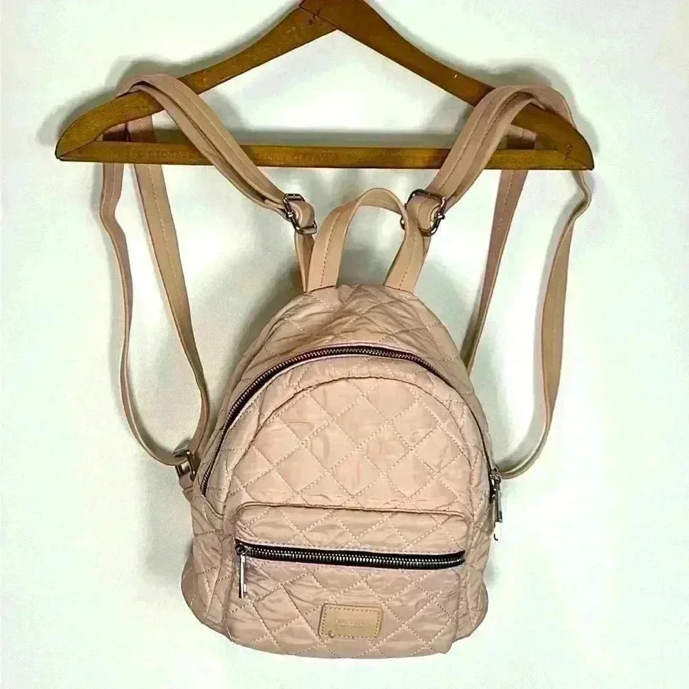 Pull & Bear Mini Back Pack Blush Pink Purse Bag Money Keys Wallet Cards Organize
